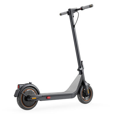 Black electric scooter on a white background
