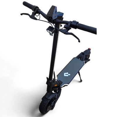 Electric Scooter Shop Punk Roamer Pro dual motor electric scooter in black with LED headlight and textured deck