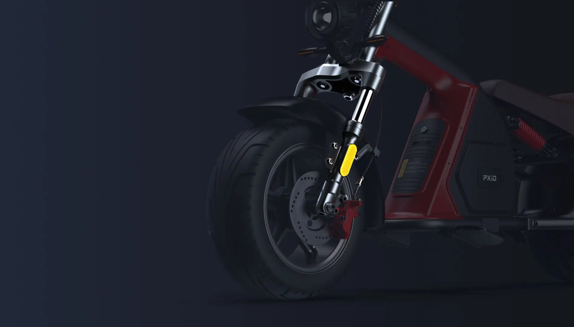 front, hydraulic motorbike fork of Harley Chopper electric M08 motorbike