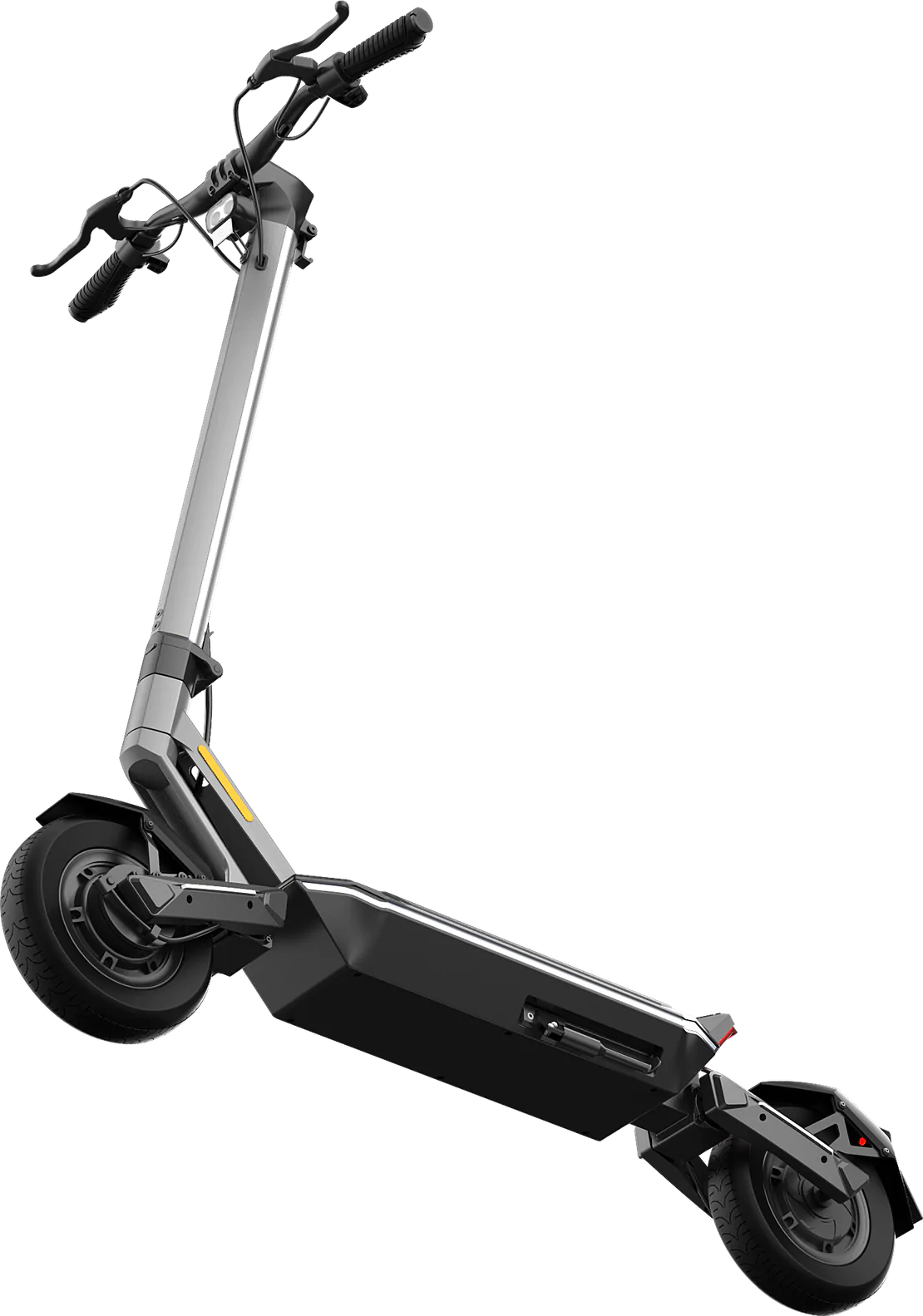 Action shot showing the underside of the Punk rider 600 Pro. Water resistent electric scooter. Available from Freed Electric Scooter Shop, Auckland