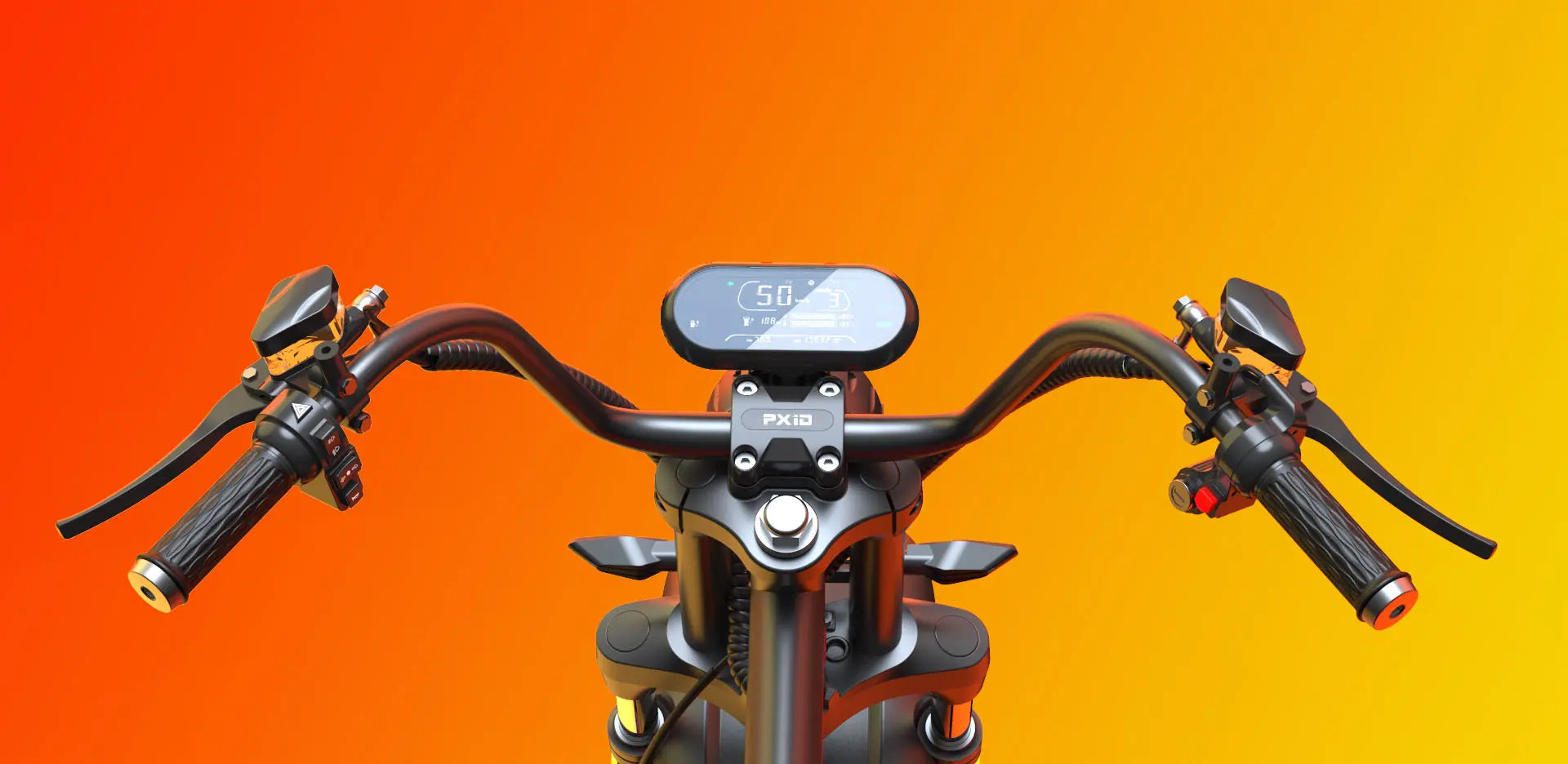 Harley Chopper electric motorbike Handle bar  from rider's viewpoint