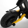 Blade Mini e scooter. Cheap electric scooter. close up of front tyre. side view of Blade Mini electric scooter