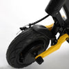 Blade Mini e scooter. Cheap electric scooter. close up of front tyre. side view of Blade Mini electric scooter