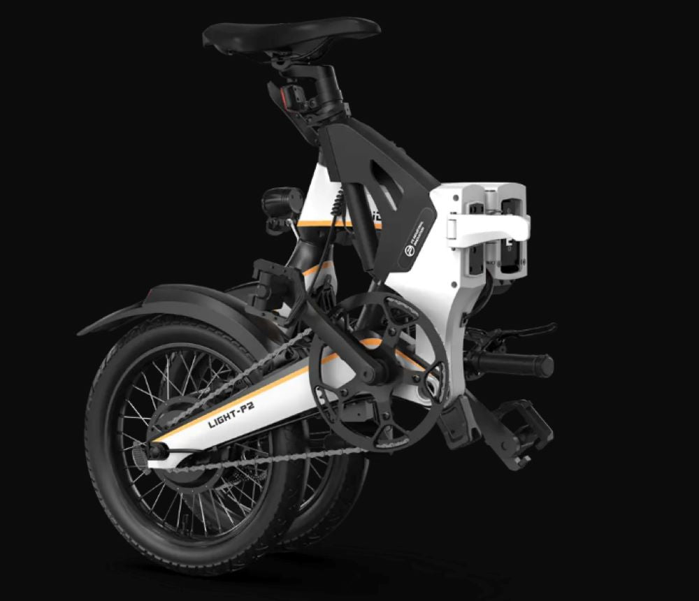 P2 Folding ebike. 18 kg folding ebike under $1500. Folded for storage