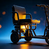 Electric wheelchair with scooter on a dark background with  lights