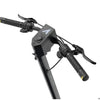 Black motorcycle handlebar with control panel on a white background