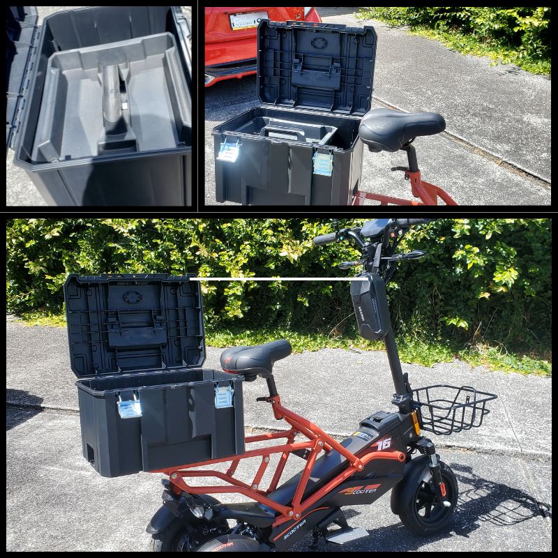 Electric trike for sale with seat and storage box