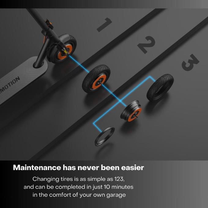 Easy to maintain the In Motion Climber has split rim wheel hubs. Easy as 123 you can change the tyre in 10 minutes.