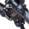 Close-up of a Teverun Fighter 11  black brake lever with 'Teverun' branding on a white background