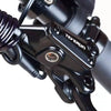 Close-up of teverun fighter mini escooter brake system with 'Teverun' branding.