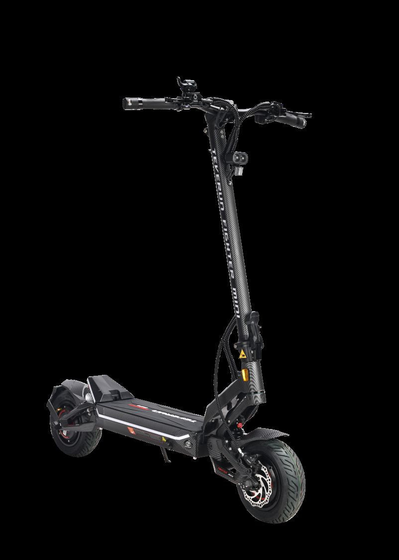 Black Teverun fighter Mini electric scooter on a transparent background
