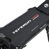 Close-up of a Teverun Fighter Supreme Ultra electric scooter  with 'Teverun' branding on a black background