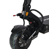 Close-up of a Teverun Fighter Supreme Ultra electric scooter front end with visible branding on a transparent background