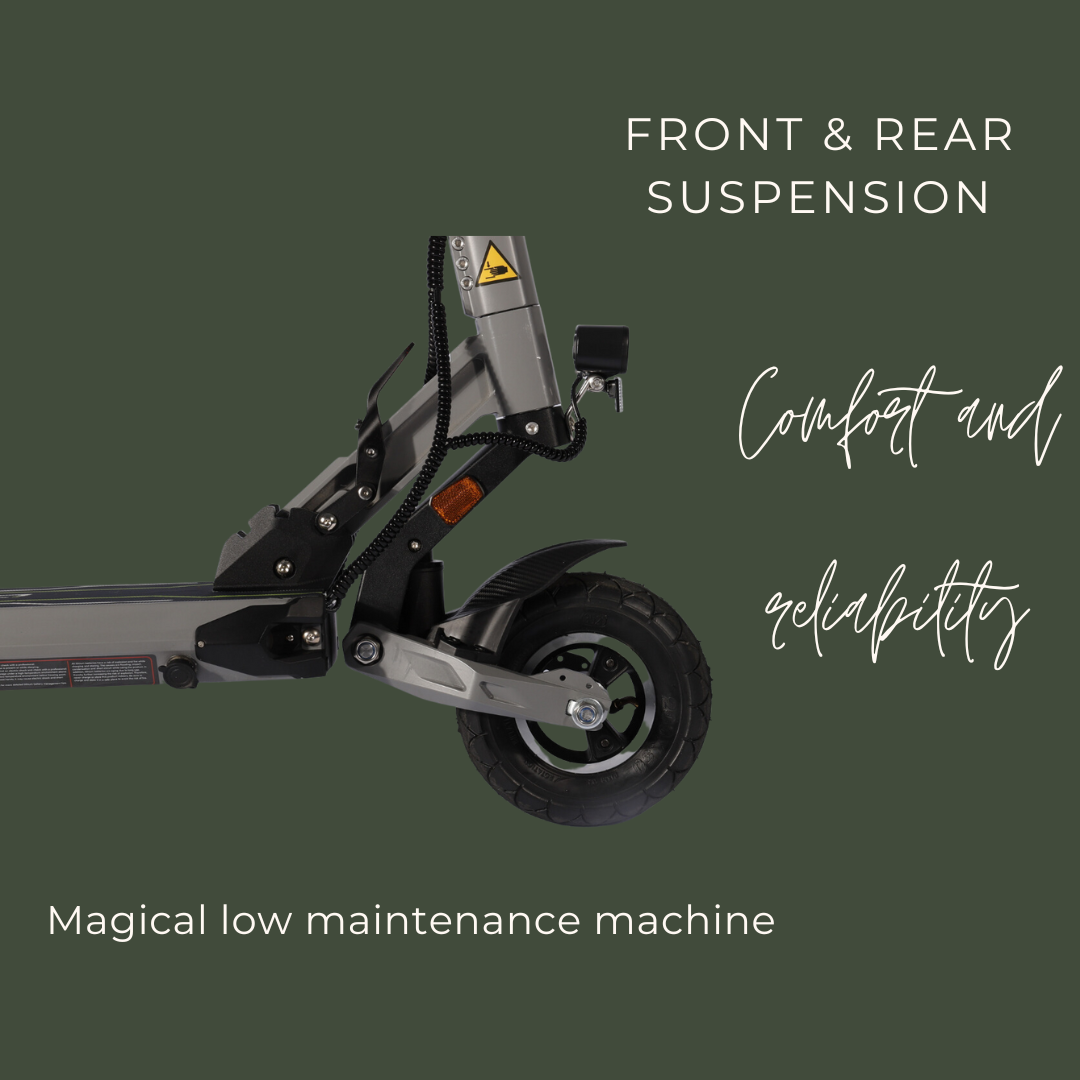 Blade Q Pro. Dual motor e-scooter. Spring suspension front and rear. Solid tyres. Comfortable and reliable electric scooter. Low maintenance e-scooter