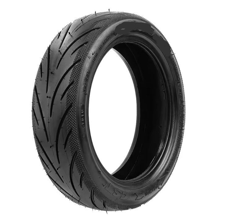 Motorcycle tire with tread pattern on a white background
