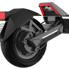 Rear wheel and suspension of the Punk rider showing the strong mudguard and puncture resistant self healing electric scooter tyre