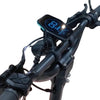 Digital display on a bicycle handlebar with a blurred background