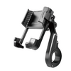 A black metal phone mount with a circular clamp base and adjustable cradle, shown on a plain white background. The brand name 'EASUO' is printed on the inner plate.