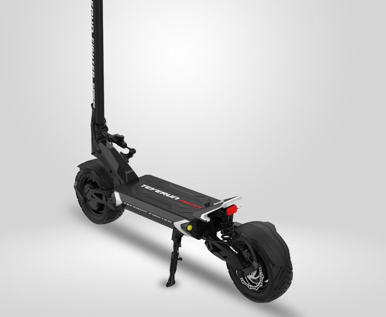 Black Teverun fighter Mini  electric scooter on a light gray background
