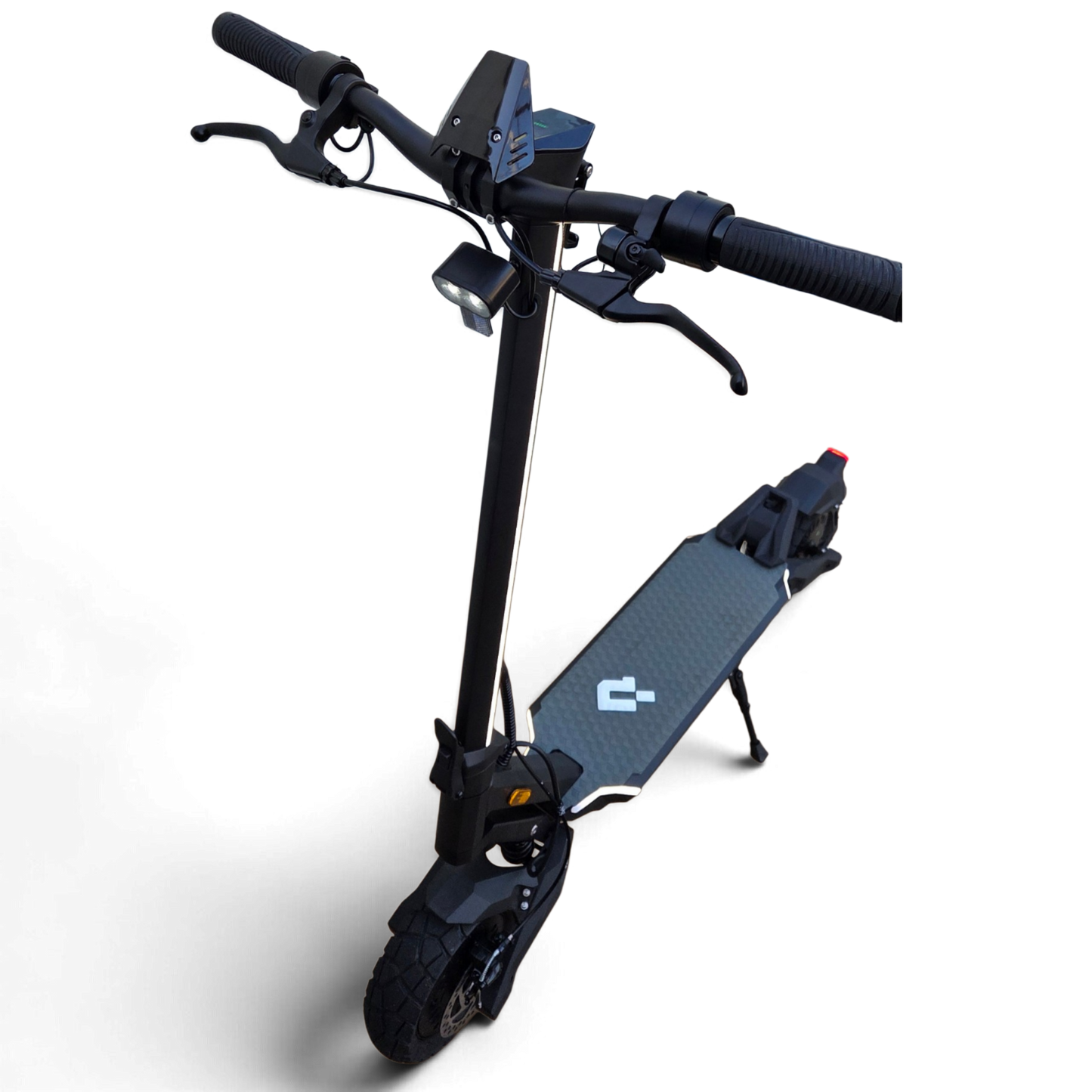 Electric Scooter Shop Punk Roamer Pro dual motor electric scooter in black with LED headlight and textured deck
