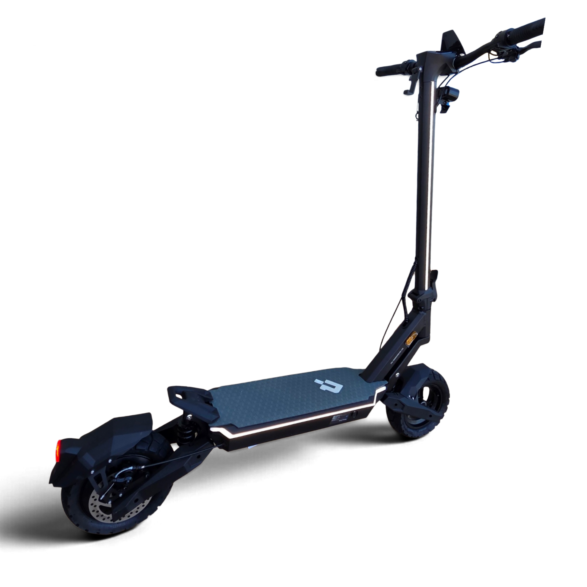 Electric Scooter Shop Punk Roamer Pro dual motor electric scooter in black with rugged tyres and deck lighting
