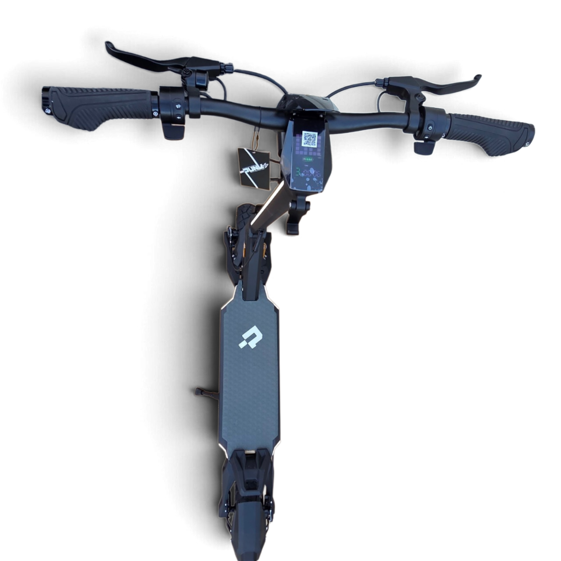 Top-down view of the black Punk Roamer Pro electric scooter from Electric Scooter Shop showing handlebars and deck