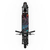 Black electric scooter with colorful design on a white background