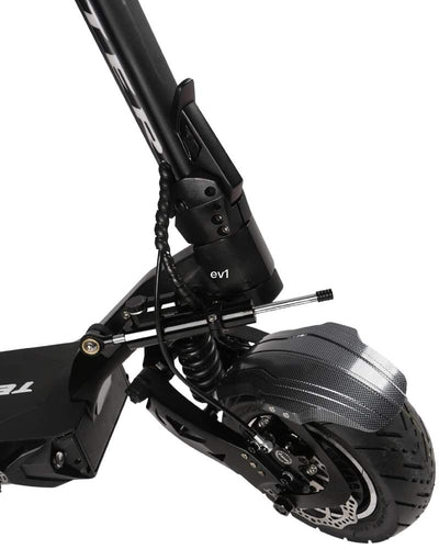 Teverun Fighter 11  front wheel and stem on a white background