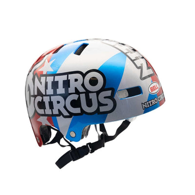 Bell Nitro Circus Bike helmet. Simple push and click buckle dense polystyrene inner internal comfort cushioning multiple air vents  Premium Hi gloss finish Light weight