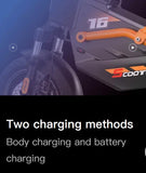Removable battery gives two charging methods. Body charging and battery charging