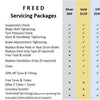 Freed Servicing Packages in Silver Gold VIP